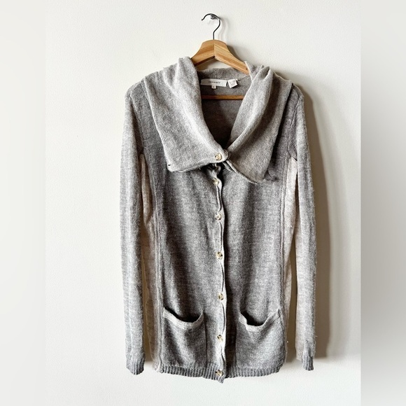 Inhabit Alpaca Linen Cardigan  Sweater Cowel Neck Oatmeal/Beige Small - Picture 4 of 15